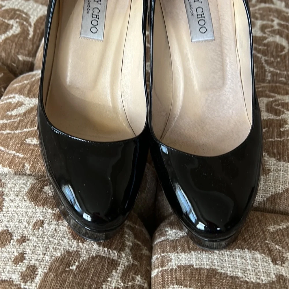 Jimmy Choo Cosmic Pumps in Black Patent Leather - Picture 3 of 5